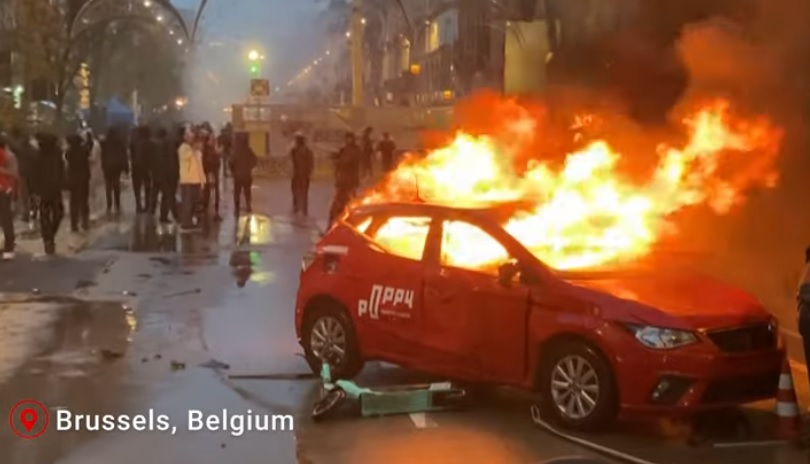 Brüsszel zavargások Marokkó elleni meccs után