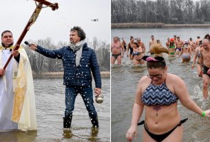 Újévi csobbanás Tiszafüreden és a Tisza-tó megáldása