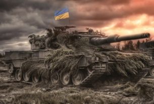 Leopárd harckocsi ukrán zászló
