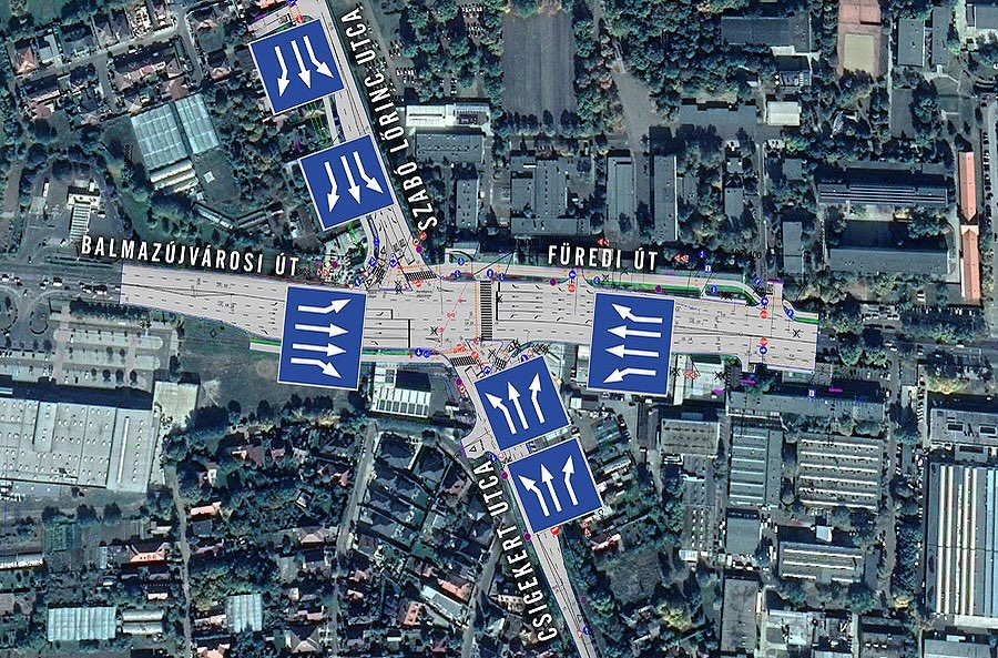 A Balmazújvárosi–Füredi út, valamint a Szabó Lőrinc utca–Csigekert utca csomópontjának átalakítása
