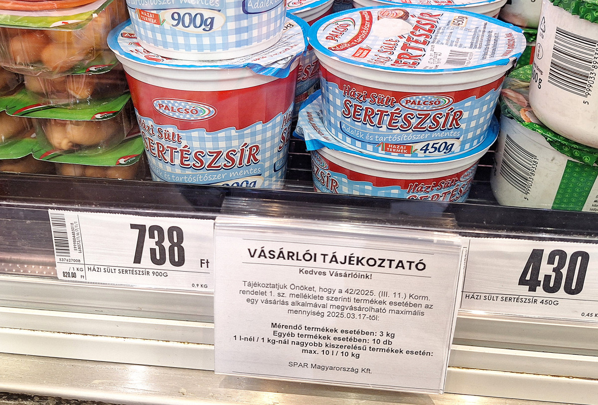 Szeged, március, élelmiszer, árrésstop, Spar, áruház, vásárlás, infláció, gazdaság, sertészsír