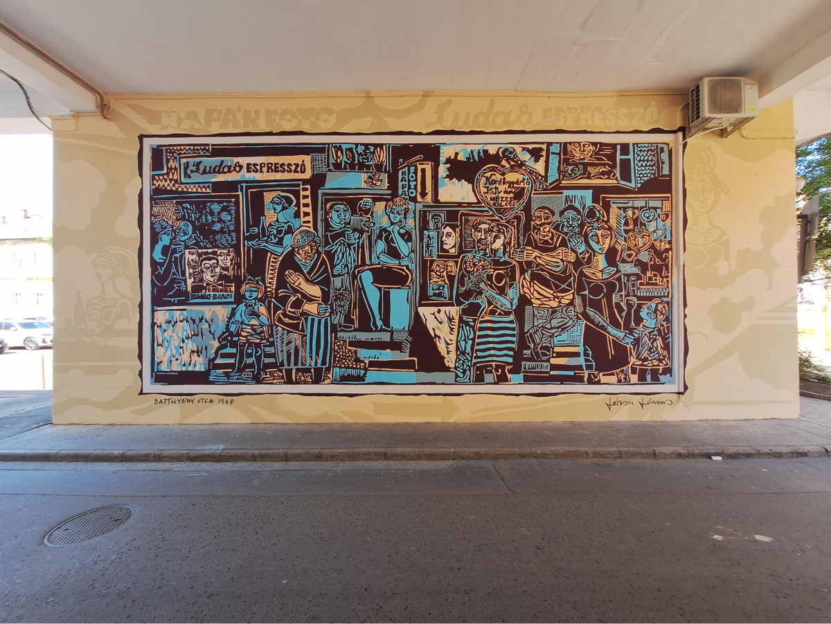 falfestmény a Batthyány utcán