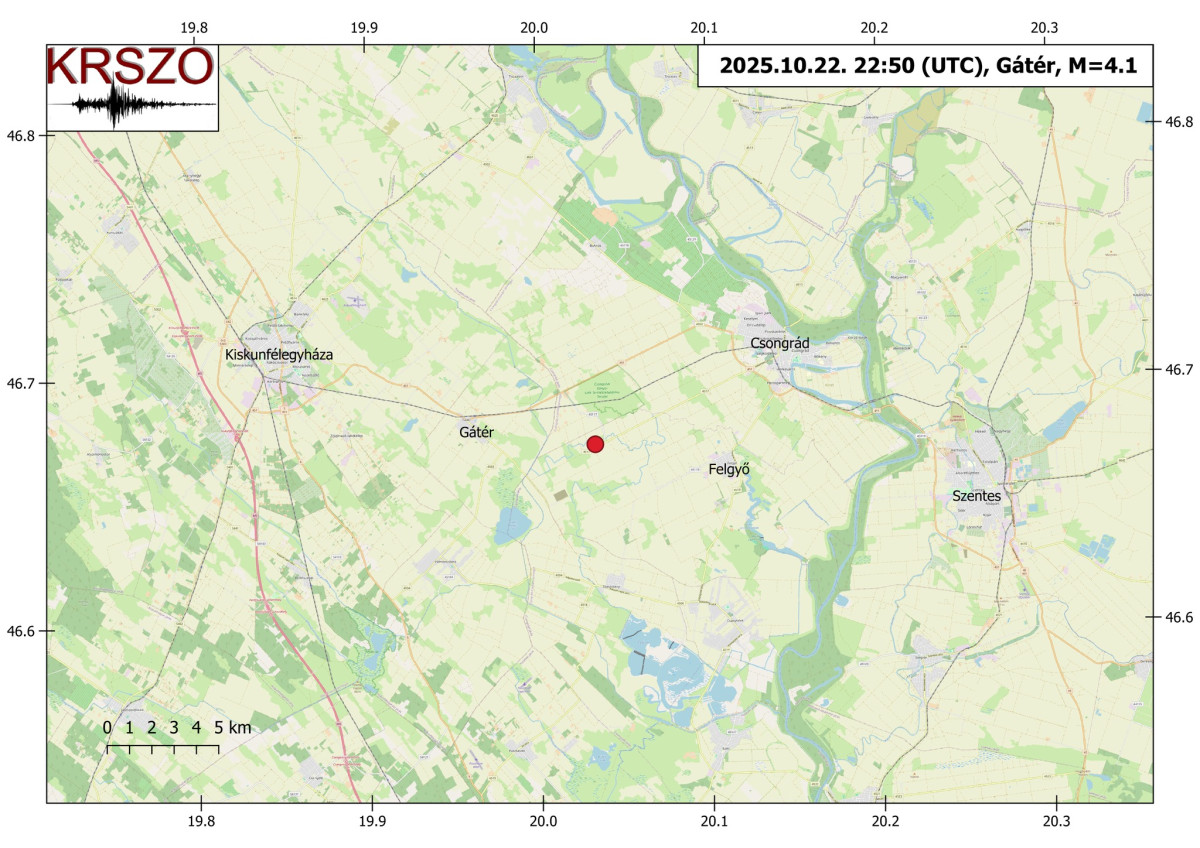 Földrengés Csongrádnál