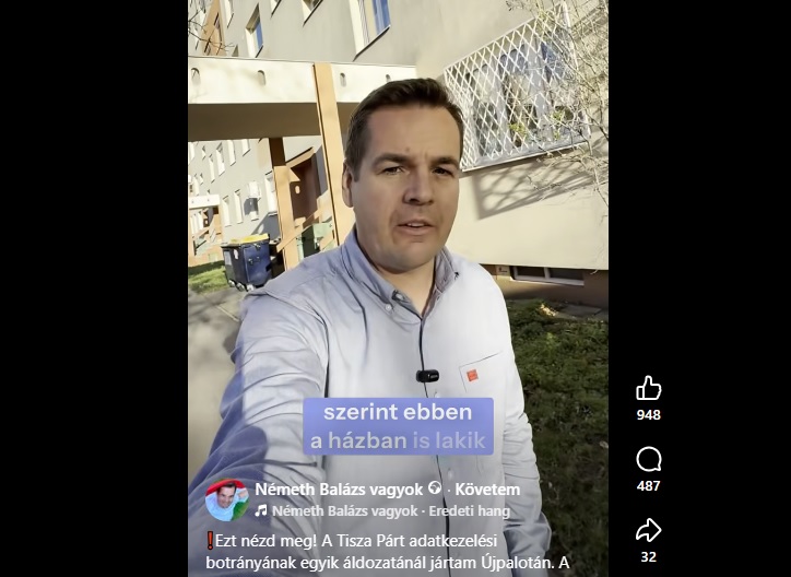 Németh Balázs tiszás aktivista lakásánál