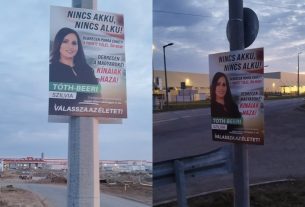 Plakátjaival üzen Tóth-Beeri Szilvia, Debrecen független jelöltje
