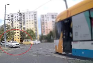Balesetveszélyes helyzet Debrecenben villamossal